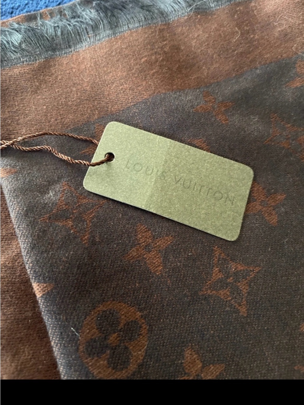 Louis Vuitton Brown and Black Monogram Fringe Scarf - Picture 5 of 12